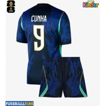 Brasilien Matheus Cunha #9 Auswärts Trikotsatz Kinder WM 2026 Kurzarm (+ Kurze Hosen)